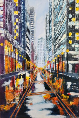 City lights by Mónica Barbará, Painting for Sale on Select