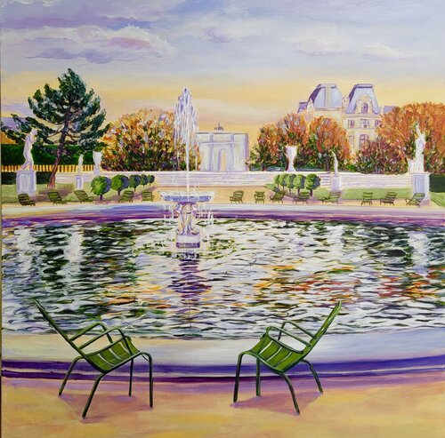La invitación. Otoño en Tuileries by Mónica Barbará, Painting for Sale on Select