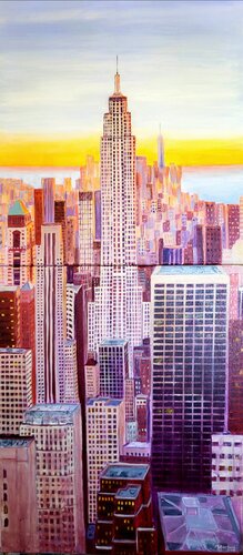 Manhattan a vista de pajaro, diptico. von Mónica Barbará, Malerei kaufen auf Select