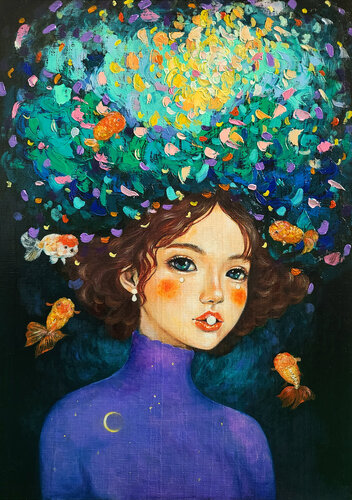 Manifestation Ranchu with pearls by Eury (Yeahgean) Kim, Painting for Sale on Select