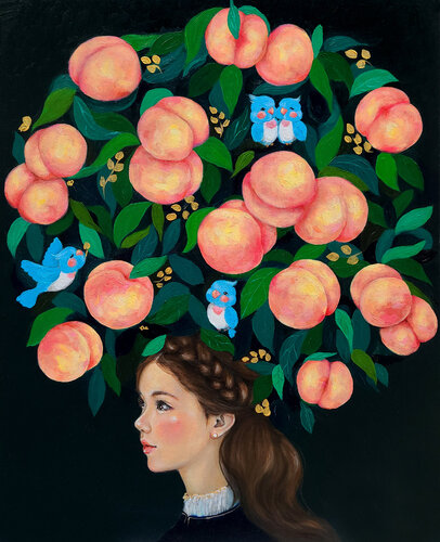 Manifestation: the Peachy Girl by Eury (Yeahgean) Kim, Painting for Sale on Select