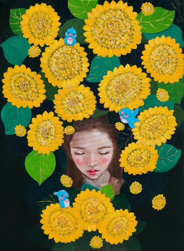 Manifestation: Sunflower girl by Eury (Yeahgean) Kim, Painting for Sale on Select