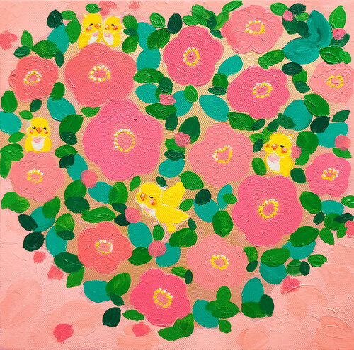 Pink Camellia Garden by Eury (Yeahgean) Kim, Painting for Sale on Select