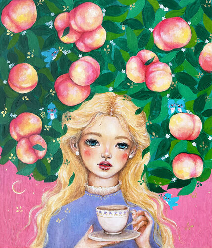 Lavender Peach Girl by Eury (Yeahgean) Kim, Painting for Sale on Select