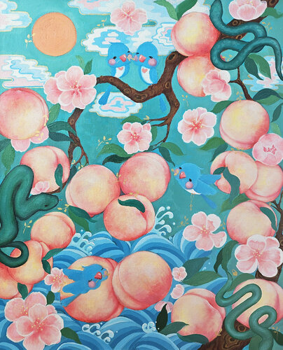 Peach Tree beside the Sea by Eury (Yeahgean) Kim, Painting for Sale on Select