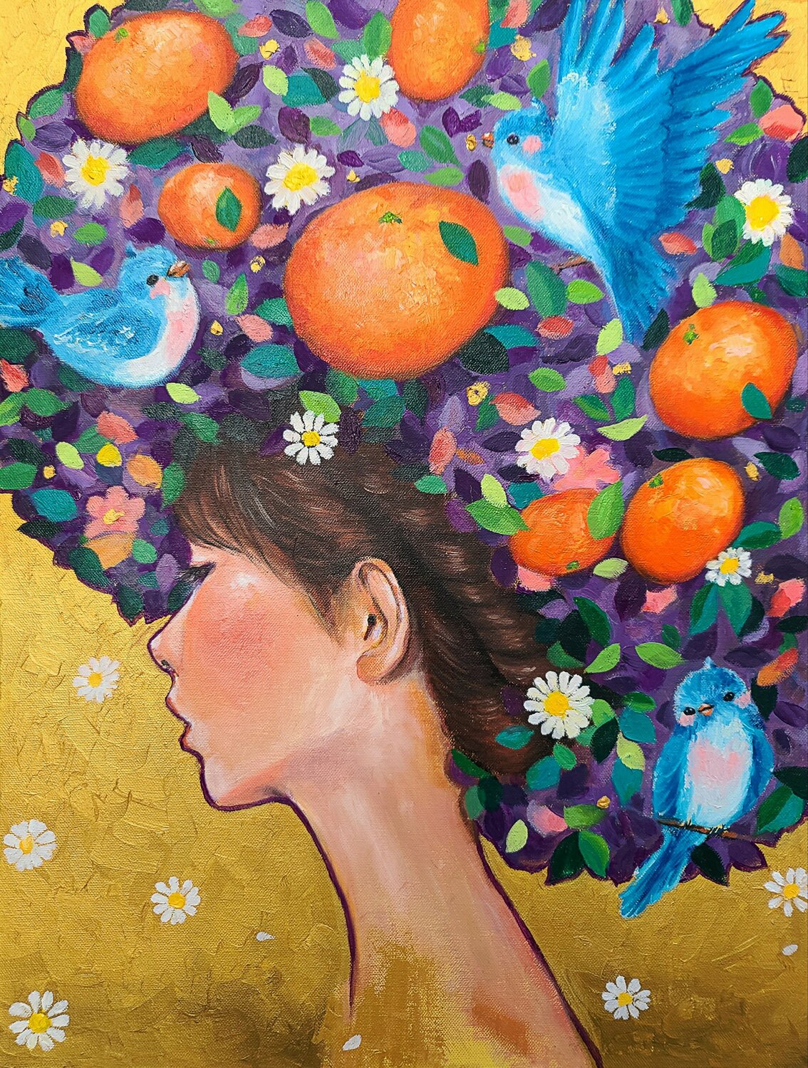 Manifestation: Blue birds Eury (Yeahgean) Kim Original painting for sale