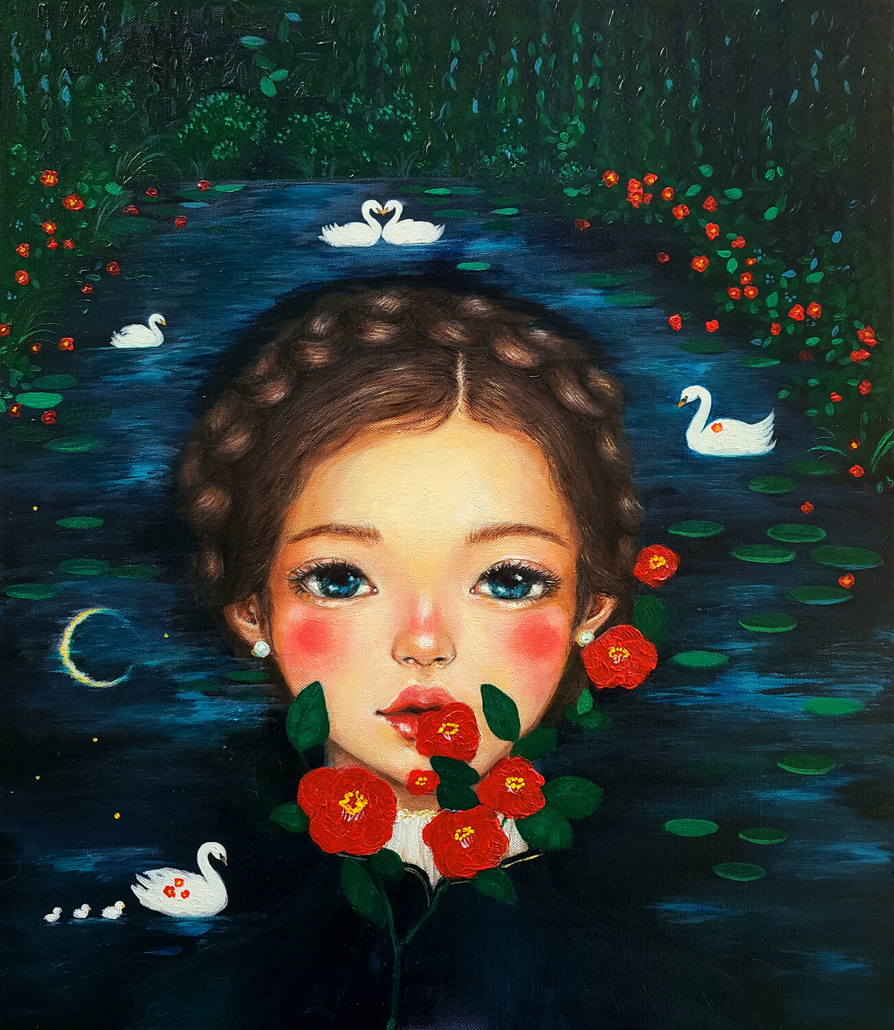 Manifestation: Camellia Swan Lake Eury (Yeahgean) Kim Original painting for sale