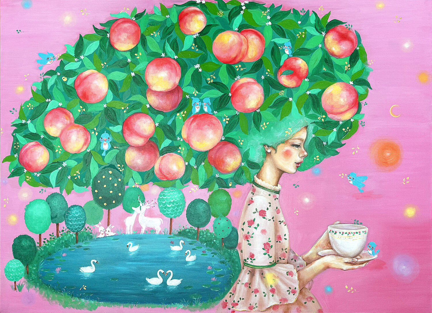 My Little Forest Peach Girl Eury (Yeahgean) Kim Original painting for sale