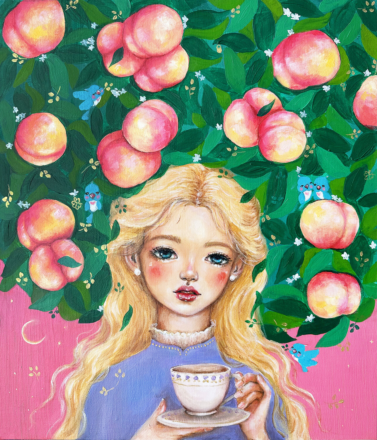 Lavender Peach Girl Eury (Yeahgean) Kim Original painting for sale