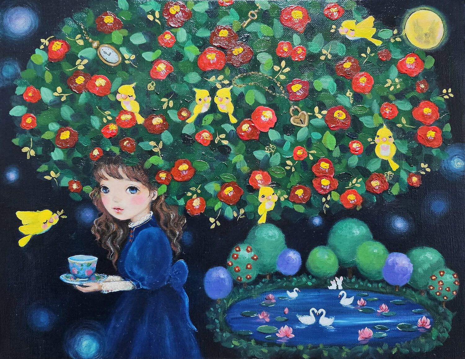 Camellia Little Forest Girl Eury (Yeahgean) Kim Original painting for sale