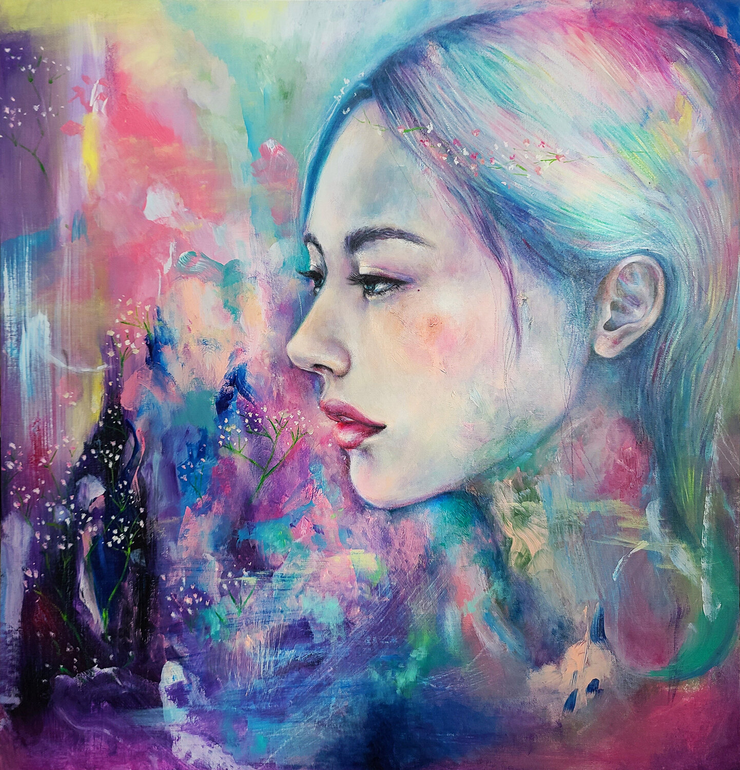 Summertime Sadness: Gypsophila Eury (Yeahgean) Kim Original painting for sale