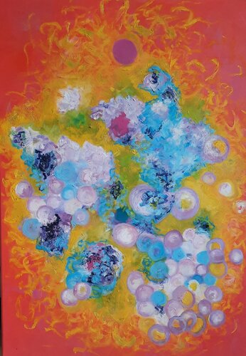 Sunstorm and Bubbles by Kateriina Hozjajenok, Painting for Sale on Select