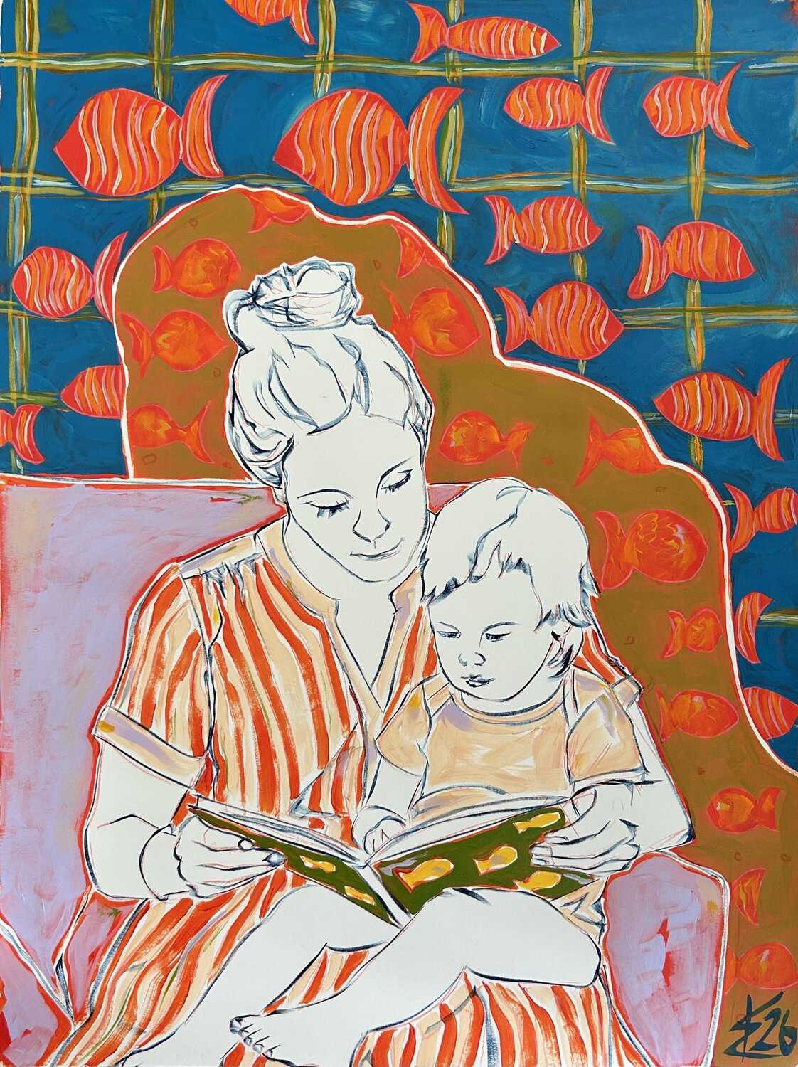 Mutter und Kind II Kristin Weyell Originalgemälde zu verkaufen