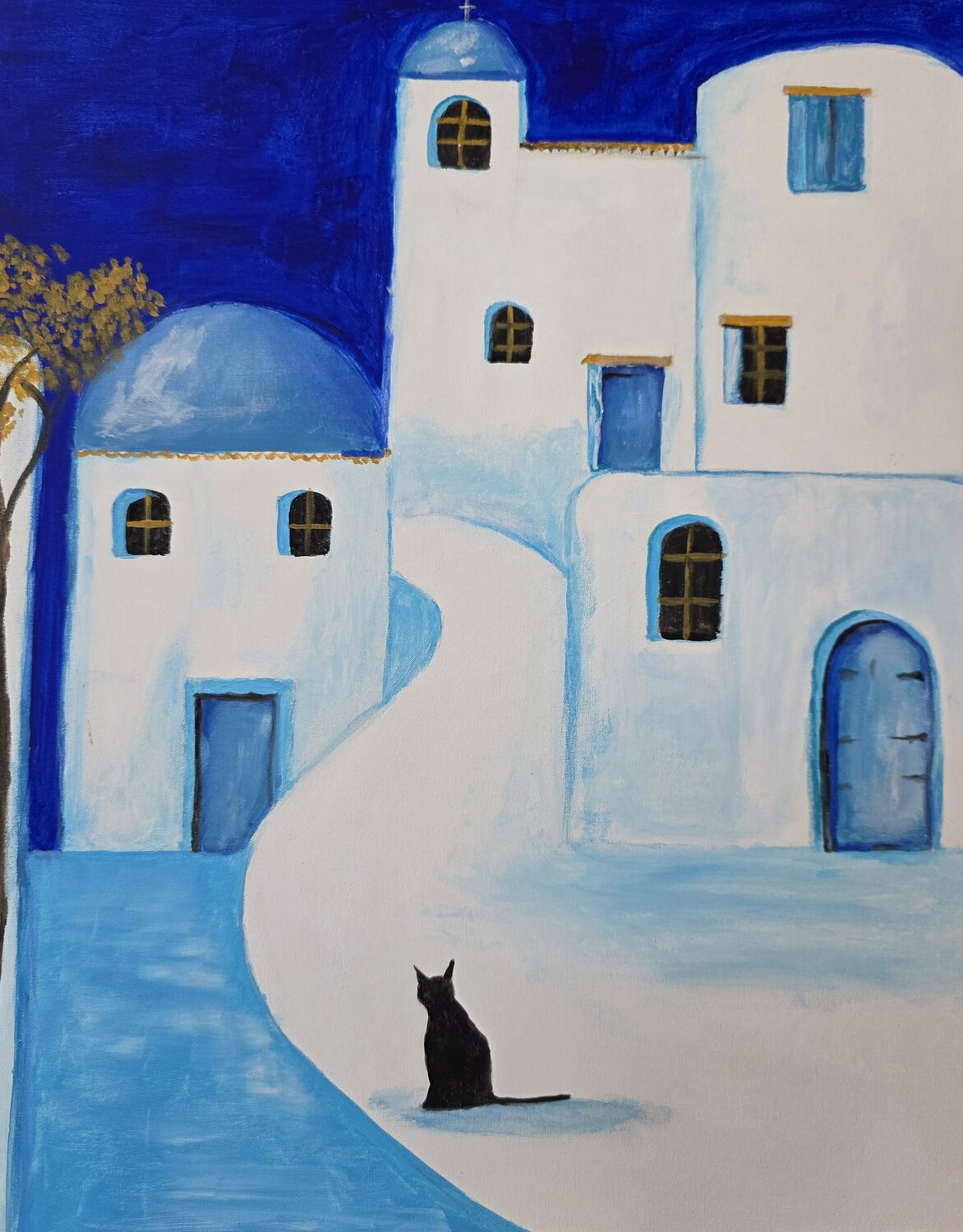 Attesa nel vicolo blu Elena Cantagalli Original painting for sale
