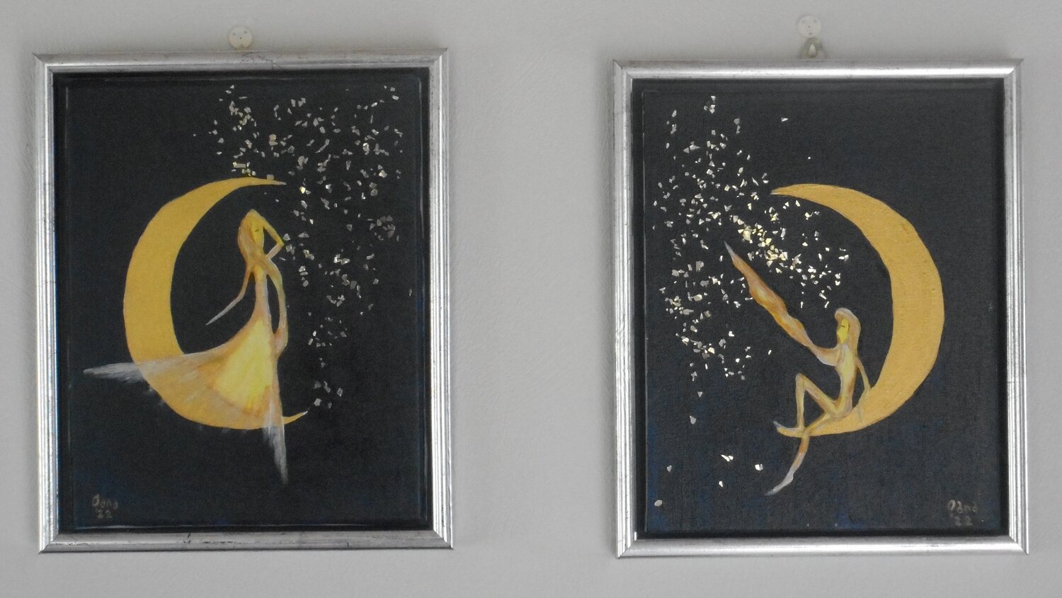 Moon fairies - Collection of 2 artworks Alexandra Albertsen Original painting for sale