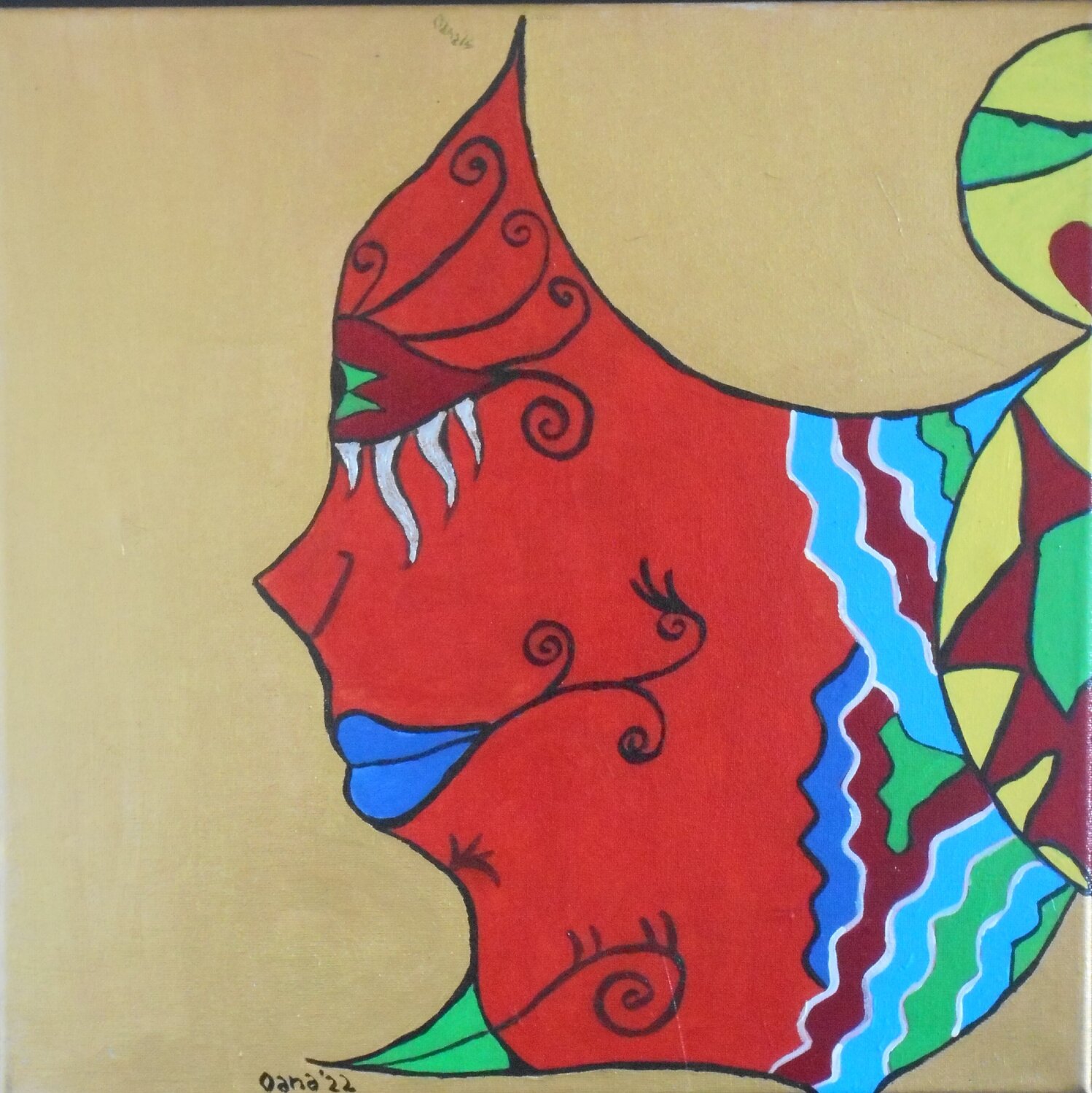Butterfly Mask - Orange Alexandra Albertsen Original painting for sale