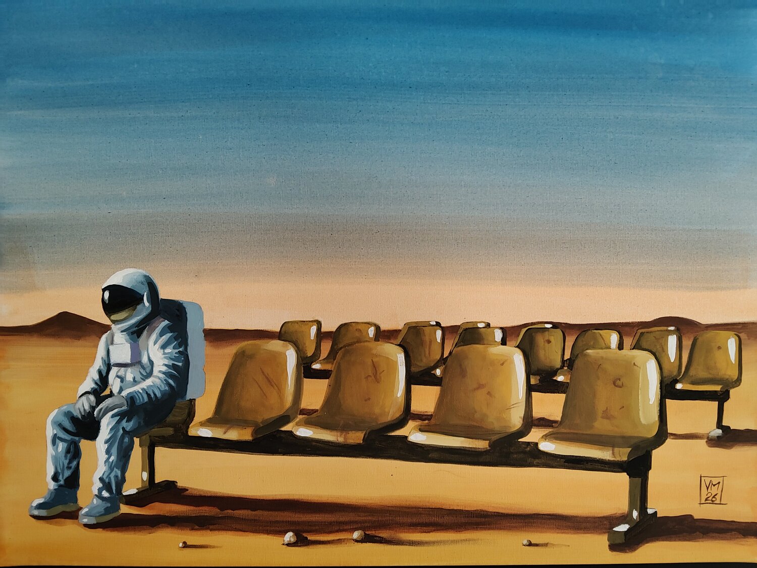 The Waiting Room 𝗩𝗶𝗻𝗰𝗲𝗻𝘇𝗼 𝗠𝗮𝗿𝗶𝗻𝗼 Original painting for sale