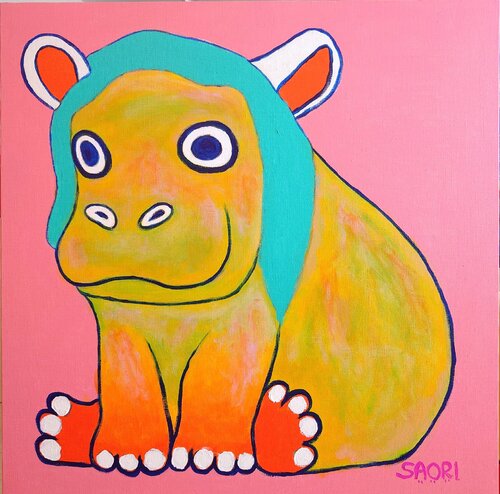 Hippo Pink by SAORI TRIBE, Painting for Sale on Select