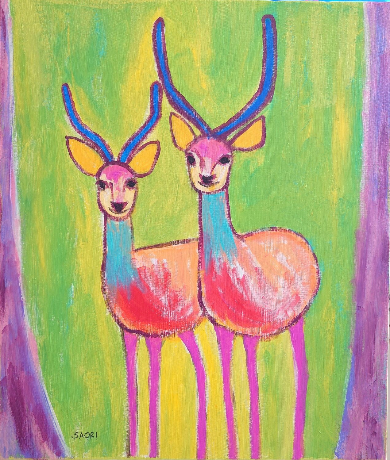 Deer A SAORI TRIBE Original painting for sale