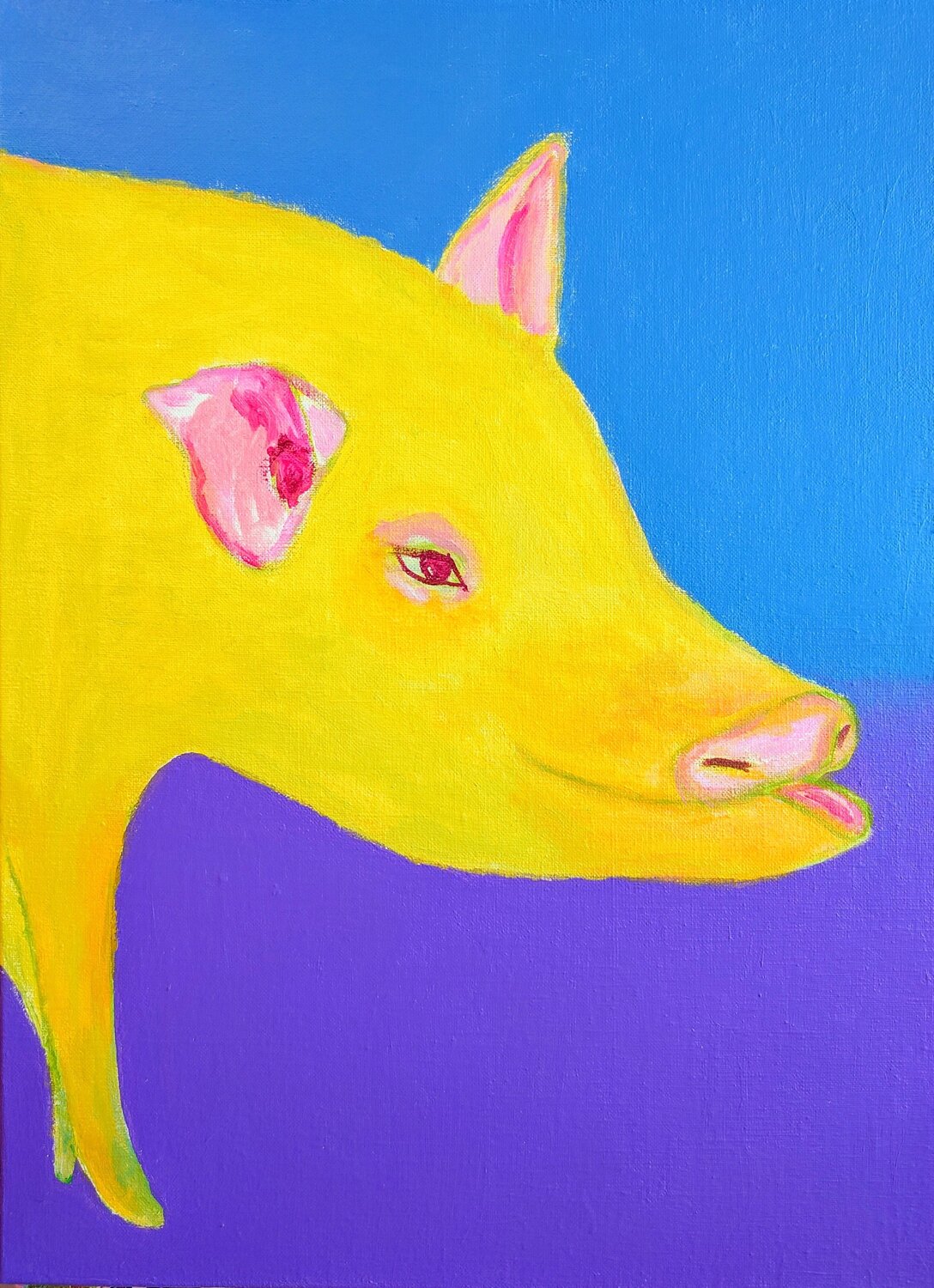 Pig Blue SAORI TRIBE Original painting for sale