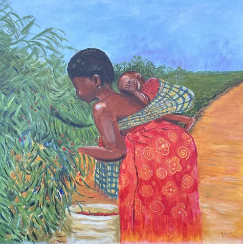 Kaffeepflückerin by Marij Vervaart, Painting for Sale on Select