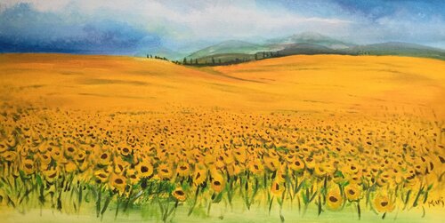 Sonnenblumenfelder by Marij Vervaart, Painting for Sale on Select
