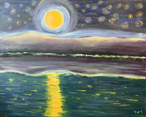 Nil bei Nacht von Marij Vervaart, Malerei kaufen auf Select