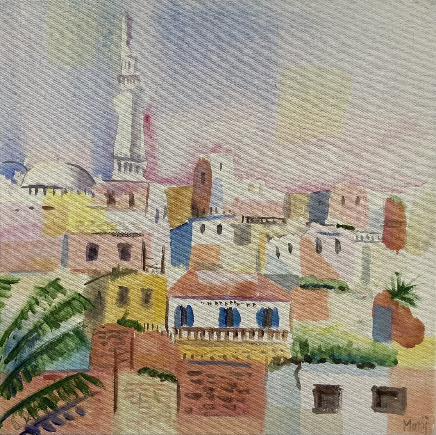 Schiffe auf dem Nil (Acryl) Marij Vervaart Originalgemälde zu verkaufen