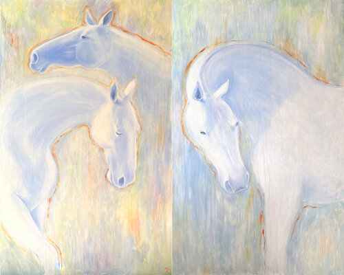 Morning Mirage. Diptych by Alexandra Ivanova, Painting for Sale on Select