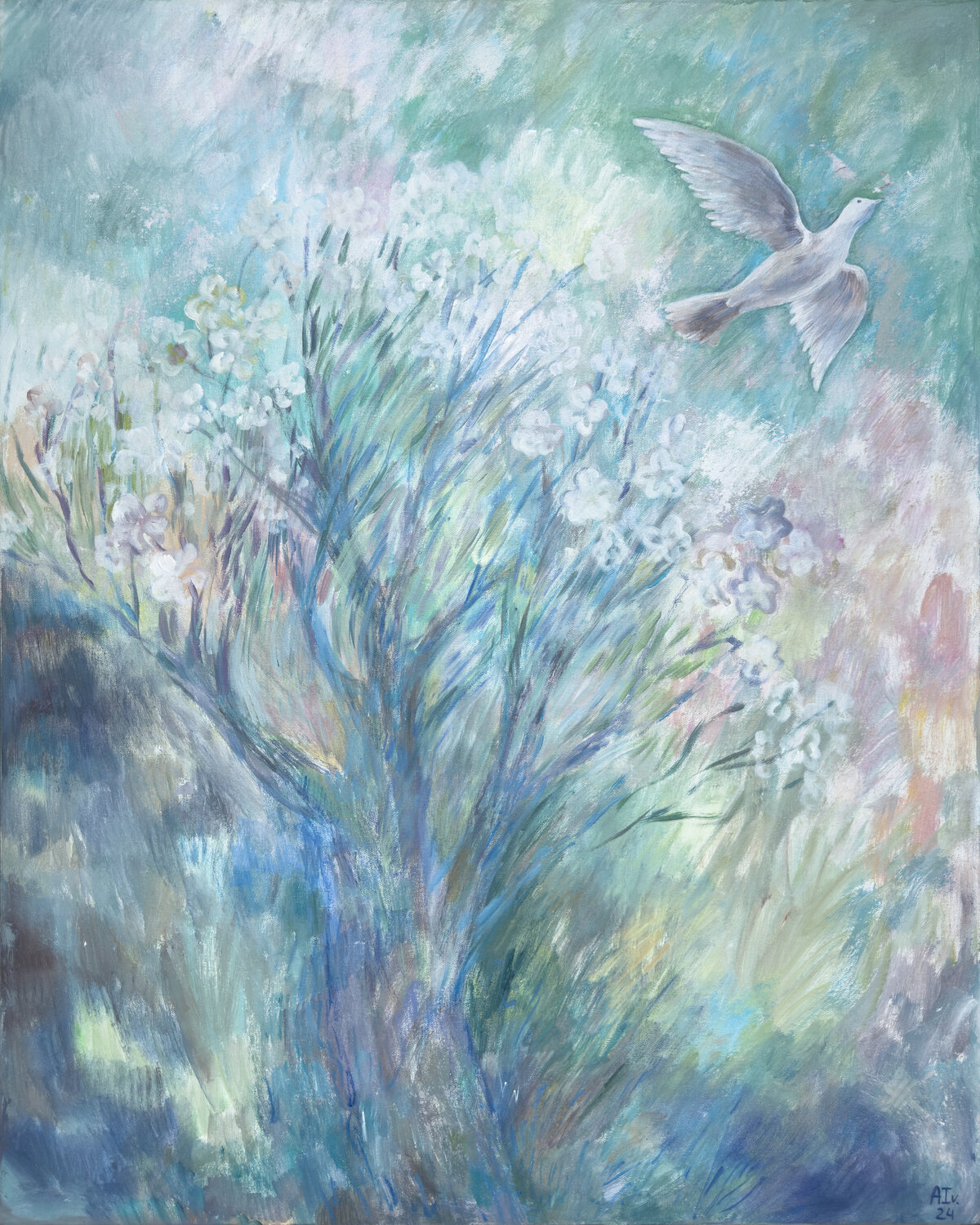 Awakening (White Dove) Alexandra Ivanova Original painting for sale