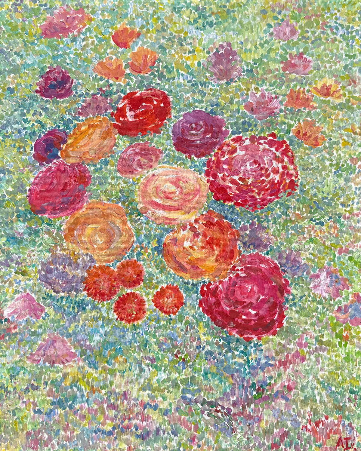 Color Vibration. Camellias Alexandra Ivanova Original painting for sale