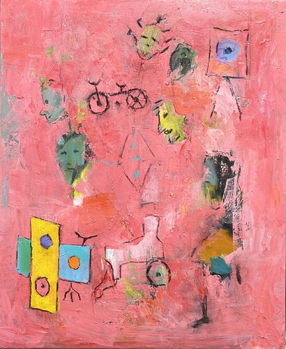 Photos, cicles and people by Agustí Viladesau, Painting for Sale on Select