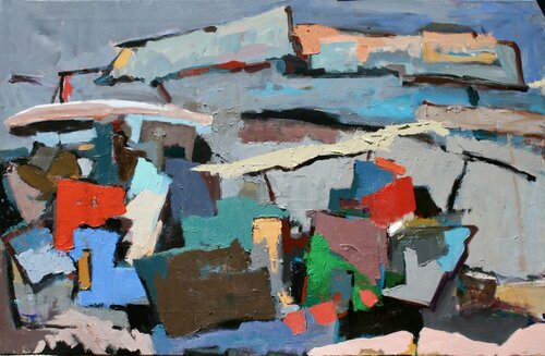Boats and awnings by Agustí Viladesau, Painting for Sale on Select