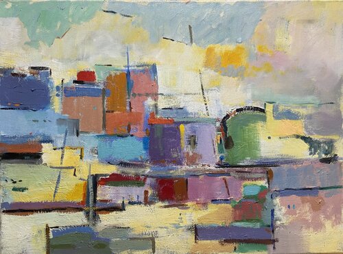 Puerto mediterráneo Nº 3 by Agustí Viladesau, Painting for Sale on Select