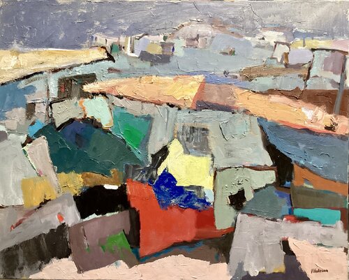 Barcas y toldos by Agustí Viladesau, Painting for Sale on Select