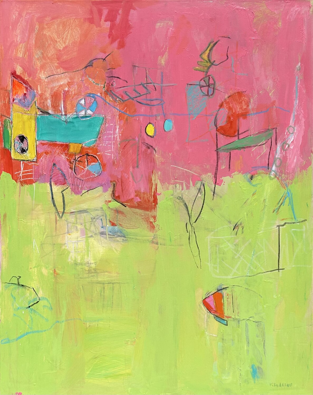 Cycling along the beach Agustí Viladesau Original painting for sale