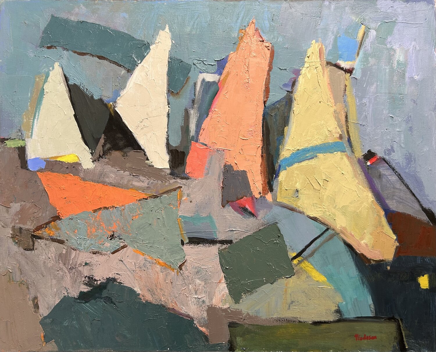 Boat race Agustí Viladesau Original painting for sale