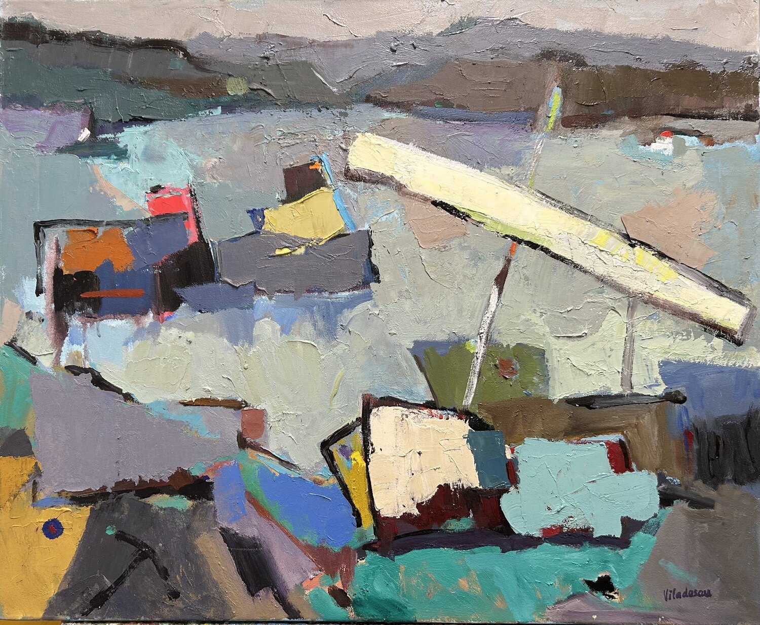 Barques al Port de la Selva Agustí Viladesau Original painting for sale