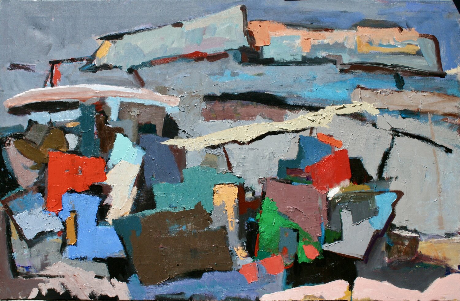Boats and awnings Agustí Viladesau Original painting for sale