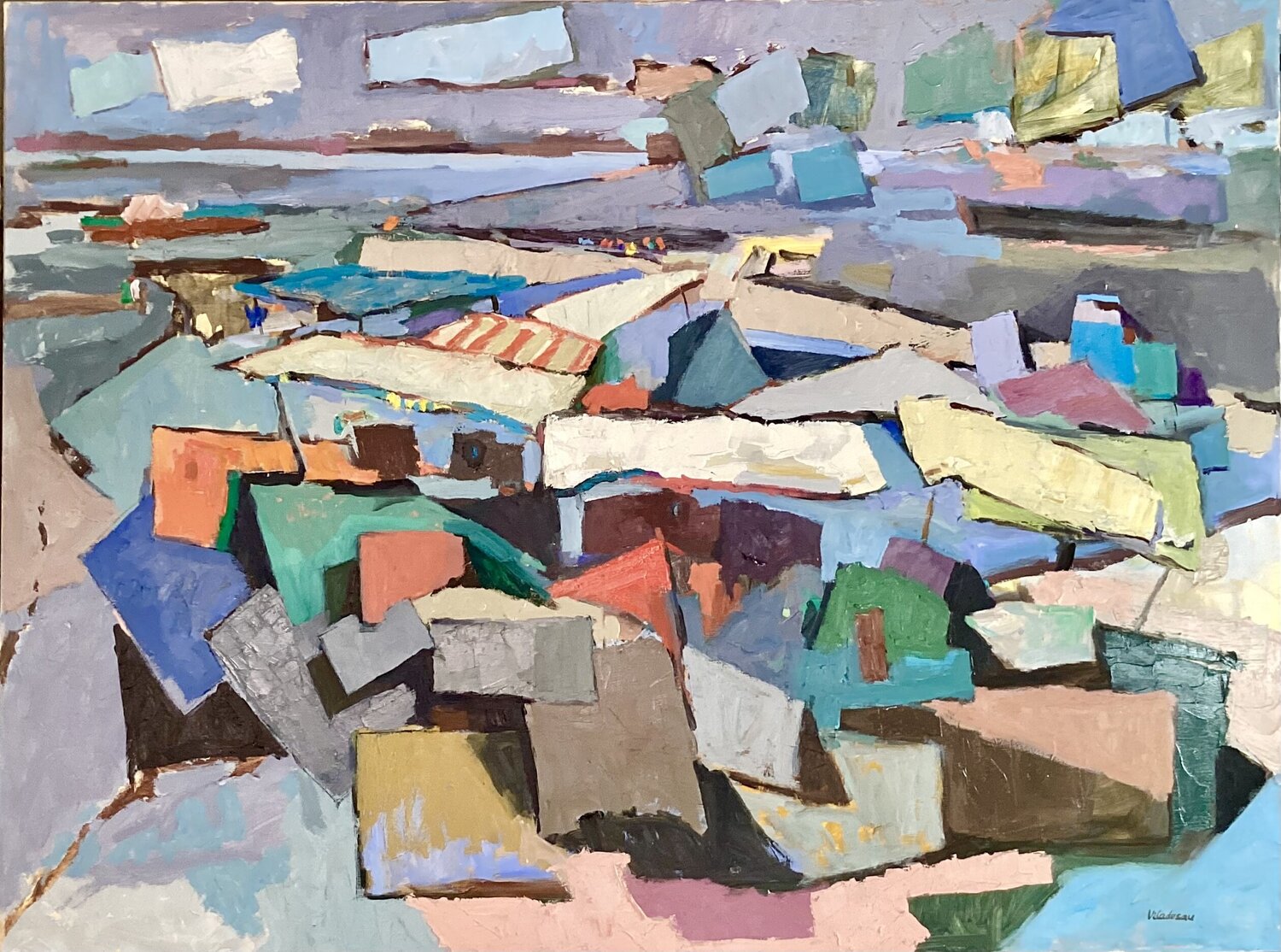 Puerto pesquero Agustí Viladesau Original painting for sale