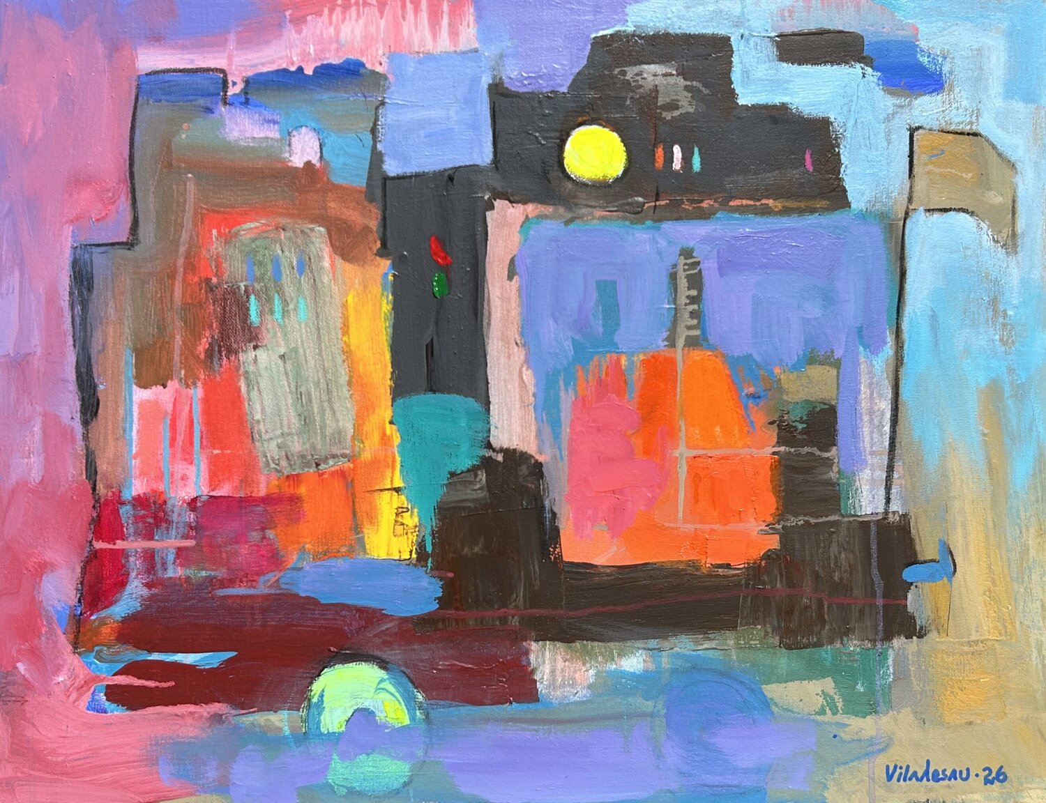 The night and the city Agustí Viladesau Original painting for sale