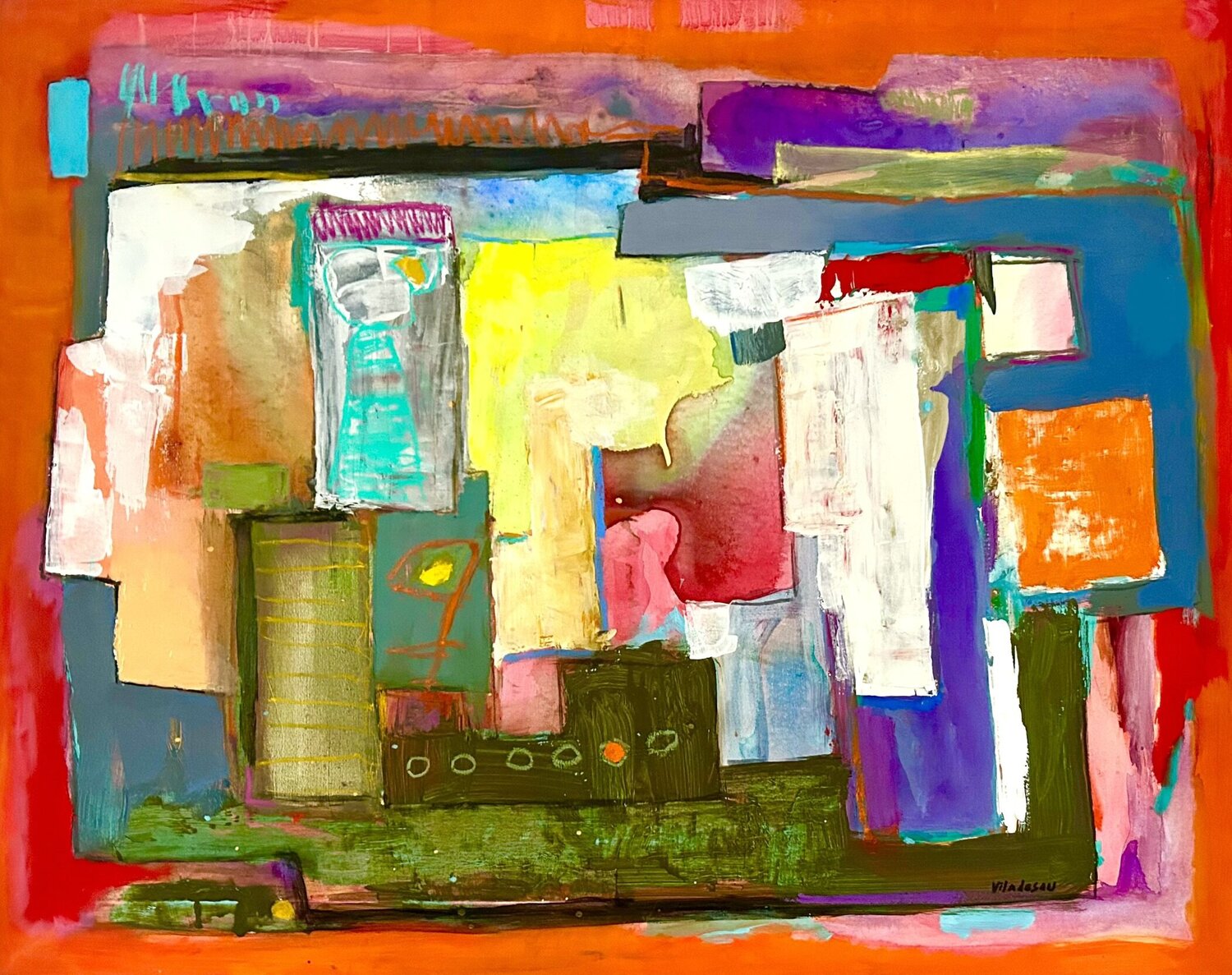 The port, the night and the city Agustí Viladesau Original painting for sale