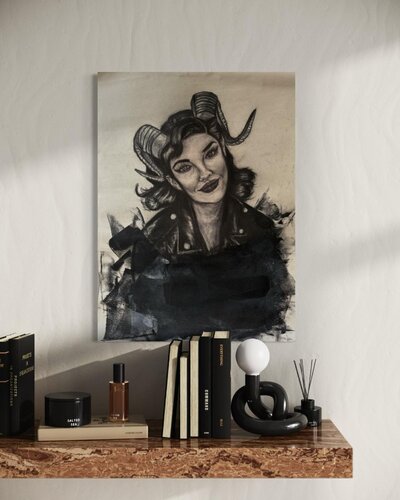 Dark Rockabilly Girl von Francesca Angelucci, Malerei kaufen auf Select
