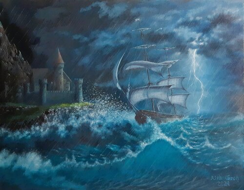 Struggling Against the Elements by Oleh Dobroskokov, Painting for Sale on Select