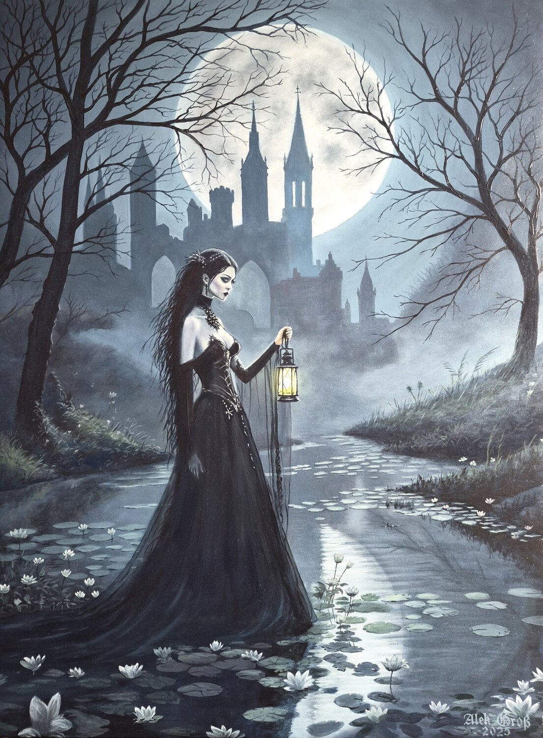 Lilien der Nacht Oleh Dobroskokov Original painting for sale
