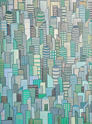 Grön City by Nancy Nikberg, Painting for Sale on Select