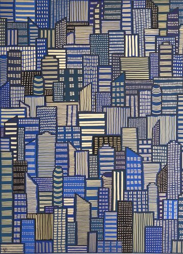 Blå Natt City von Nancy Nikberg, Malerei kaufen auf Select