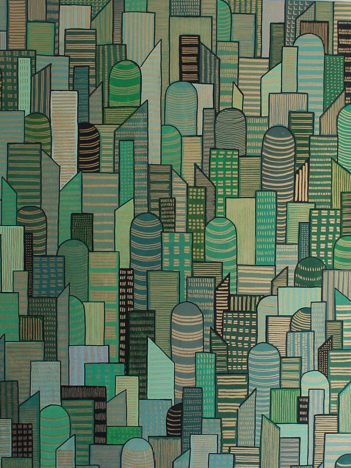 Grön City Nancy Nikberg Original painting for sale