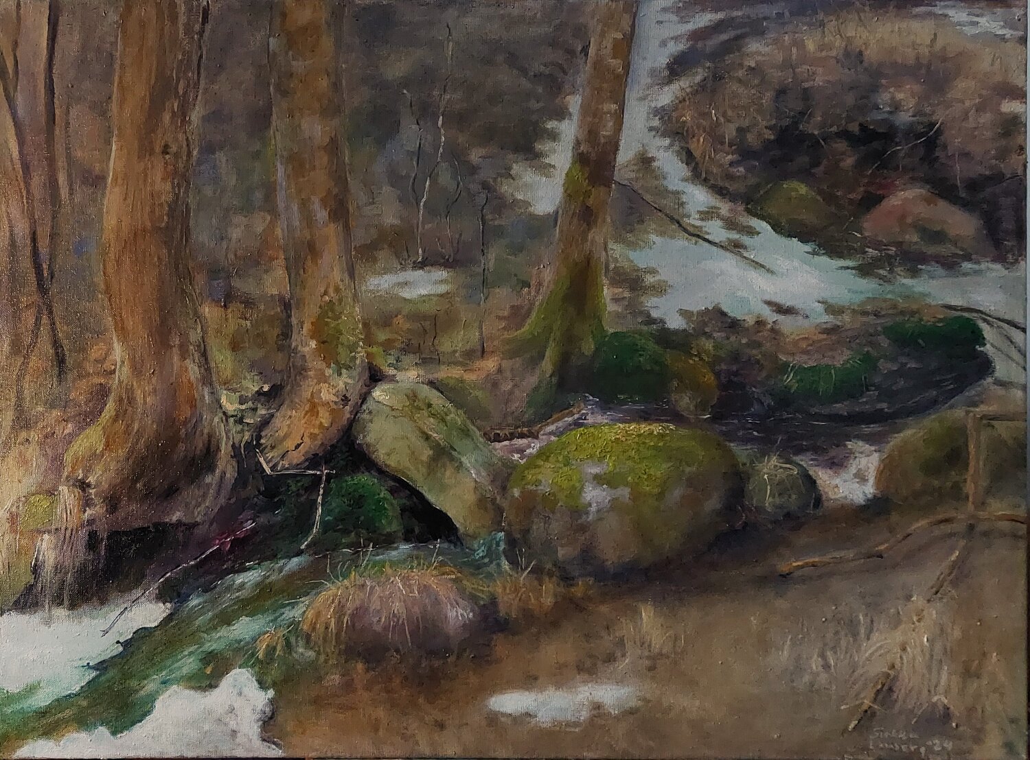 Kevätpuron solinaa Sirkka Lamberg Original painting for sale