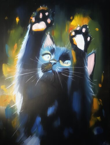 Midnight Paws by Mark Dingemanse, Painting for Sale on Select